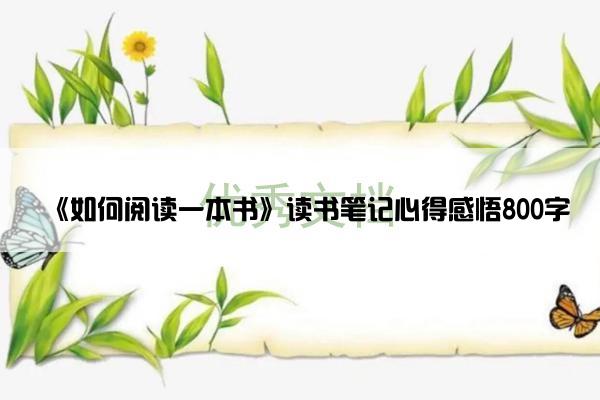 《如何阅读一本书》读书笔记心得感悟800字