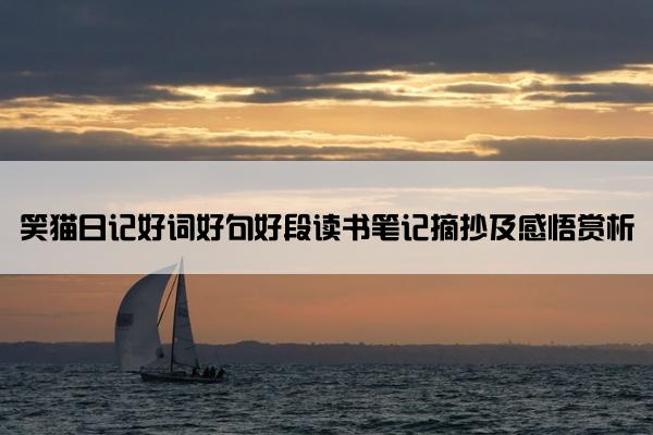 笑猫日记好词好句好段读书笔记摘抄及感悟赏析