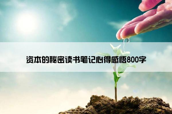 资本的秘密读书笔记心得感悟800字