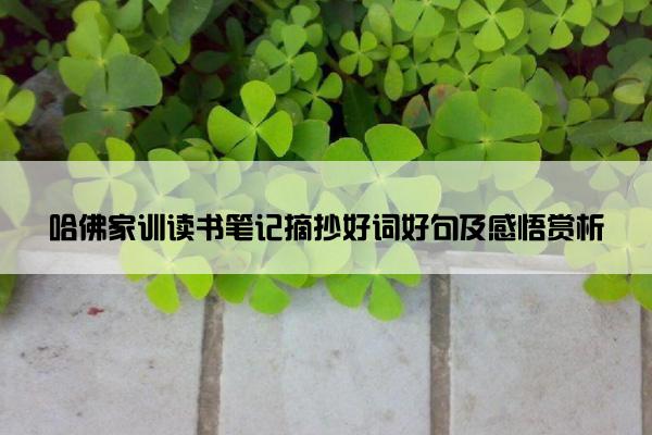 哈佛家训读书笔记摘抄好词好句及感悟赏析