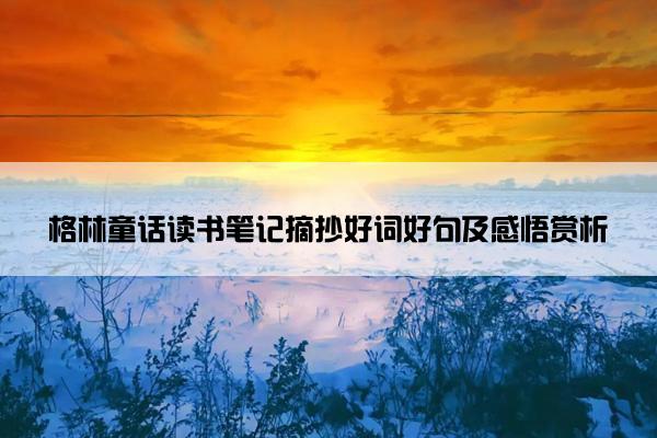 格林童话读书笔记摘抄好词好句及感悟赏析