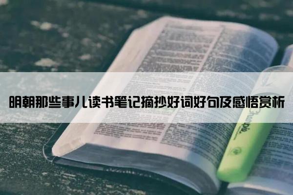 明朝那些事儿读书笔记摘抄好词好句及感悟赏析