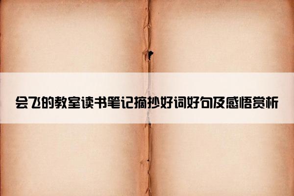 会飞的教室读书笔记摘抄好词好句及感悟赏析