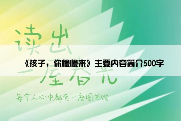 《孩子，你慢慢来》主要内容简介500字