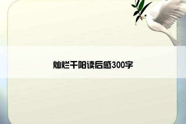 灿烂千阳读后感300字