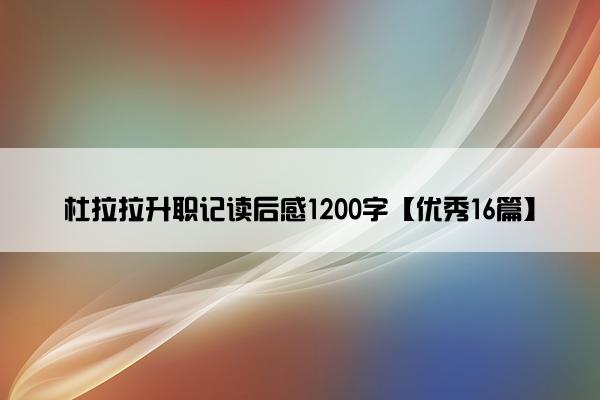 杜拉拉升职记读后感1200字【优秀16篇】