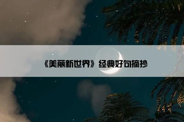 《美丽新世界》经典好句摘抄