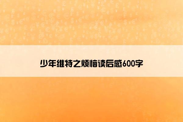 少年维特之烦恼读后感600字