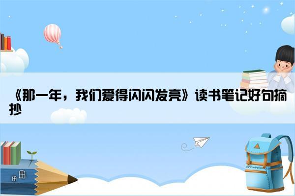 《那一年，我们爱得闪闪发亮》读书笔记好句摘抄