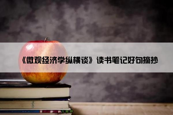 《微观经济学纵横谈》读书笔记好句摘抄