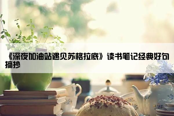 《深夜加油站遇见苏格拉底》读书笔记经典好句摘抄