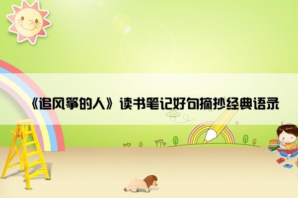 《追风筝的人》读书笔记好句摘抄经典语录