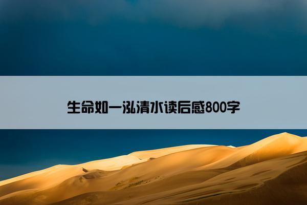 生命如一泓清水读后感800字
