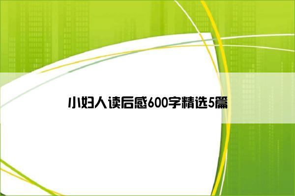 小妇人读后感600字精选5篇