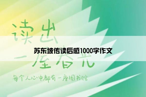 苏东坡传读后感1000字作文