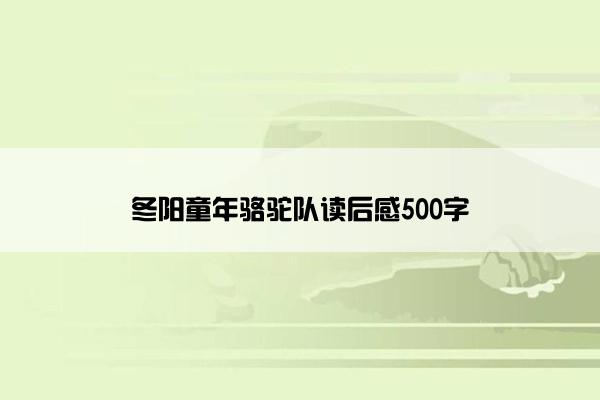 冬阳童年骆驼队读后感500字