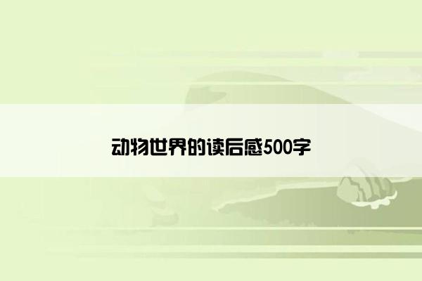 动物世界的读后感500字