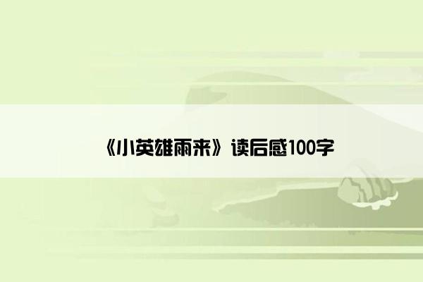《小英雄雨来》读后感100字