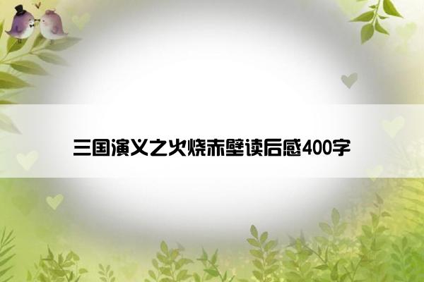 三国演义之火烧赤壁读后感400字