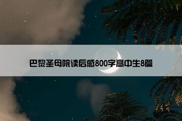 巴黎圣母院读后感800字高中生8篇