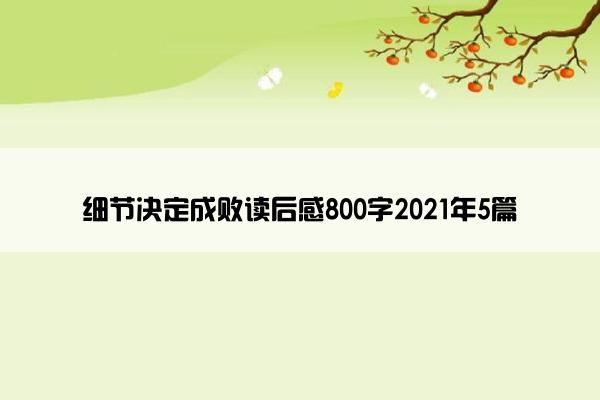 细节决定成败读后感800字2021年5篇
