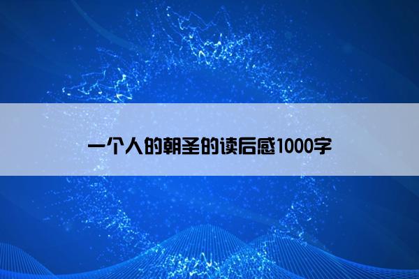 一个人的朝圣的读后感1000字