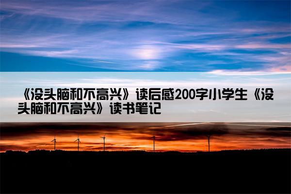 《没头脑和不高兴》读后感200字小学生《没头脑和不高兴》读书笔记