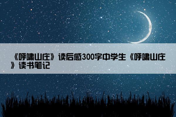 《呼啸山庄》读后感300字中学生《呼啸山庄》读书笔记