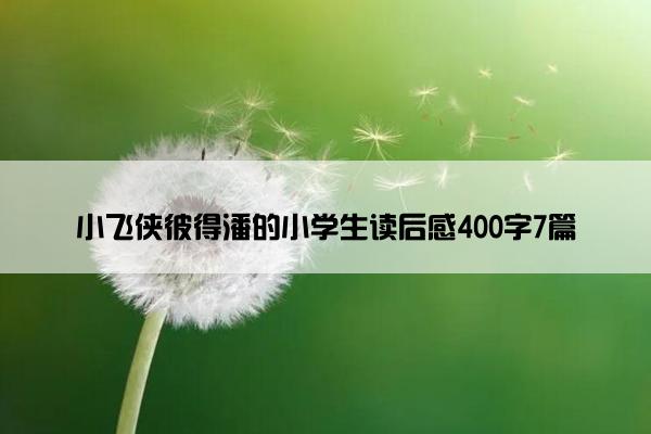 小飞侠彼得潘的小学生读后感400字7篇