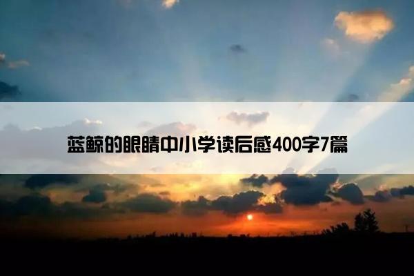 蓝鲸的眼睛中小学读后感400字7篇