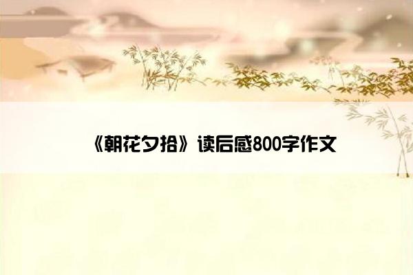 《朝花夕拾》读后感800字作文