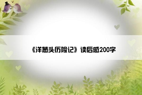 《洋葱头历险记》读后感200字