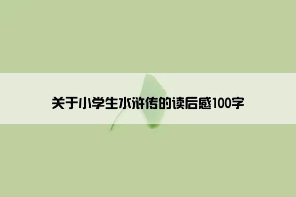 关于小学生水浒传的读后感100字