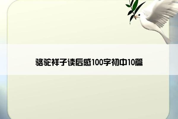 骆驼祥子读后感100字初中10篇