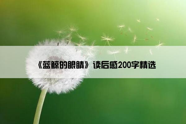 《蓝鲸的眼睛》读后感200字精选