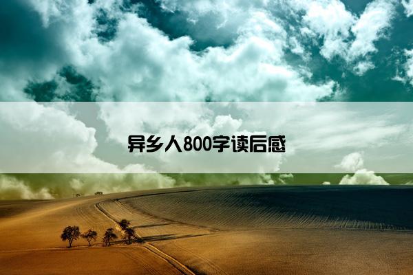异乡人800字读后感