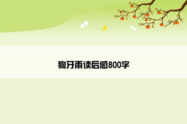 狗牙雨读后感800字
