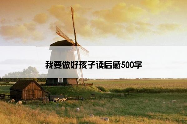 我要做好孩子读后感500字