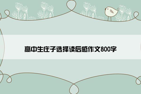 高中生庄子选择读后感作文800字