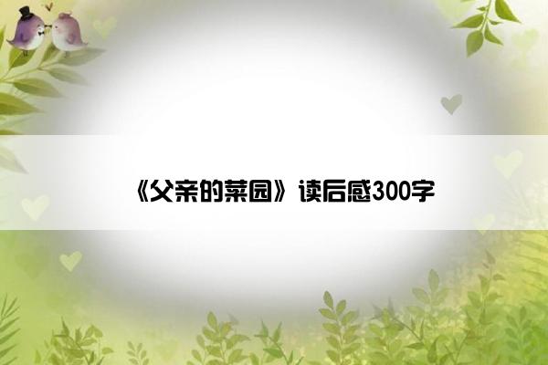 《父亲的菜园》读后感300字