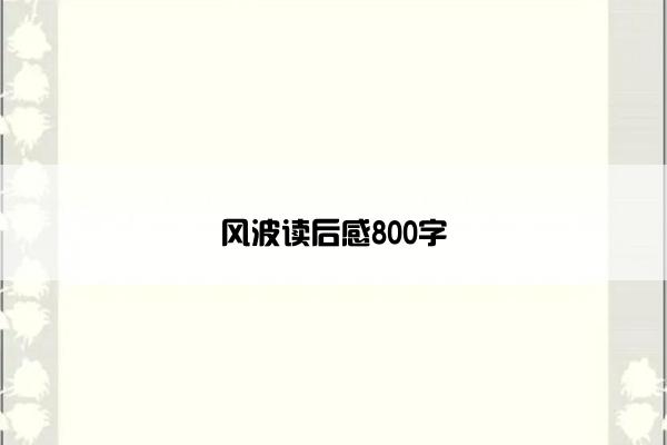 风波读后感800字