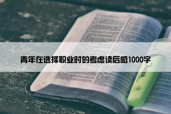 青年在选择职业时的考虑读后感1000字