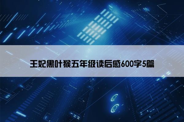 王妃黑叶猴五年级读后感600字5篇