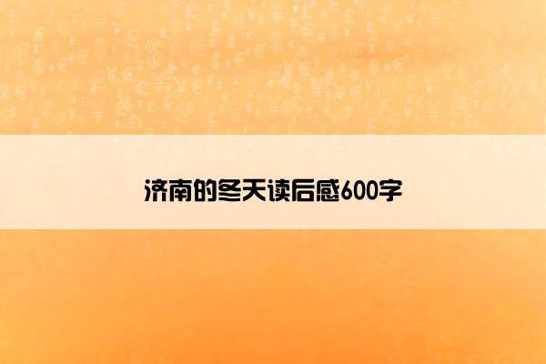 济南的冬天读后感600字