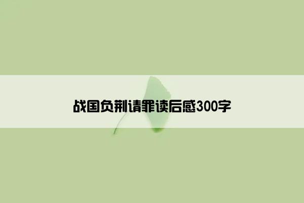 战国负荆请罪读后感300字