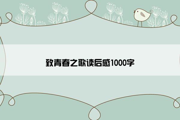 致青春之歌读后感1000字