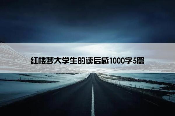 红楼梦大学生的读后感1000字5篇