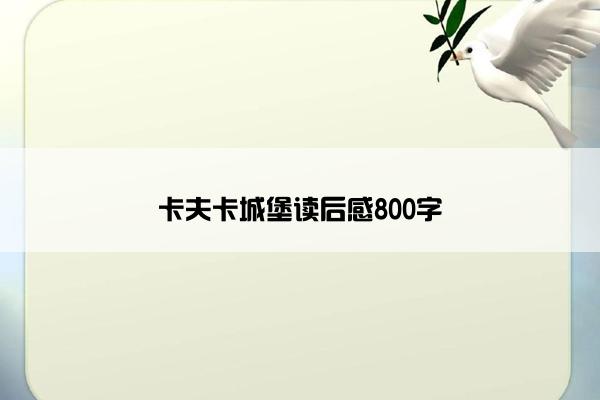 卡夫卡城堡读后感800字