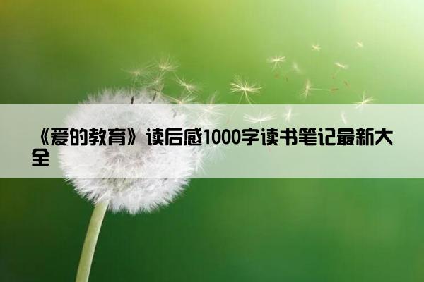 《爱的教育》读后感1000字读书笔记最新大全