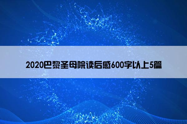 2020巴黎圣母院读后感600字以上5篇